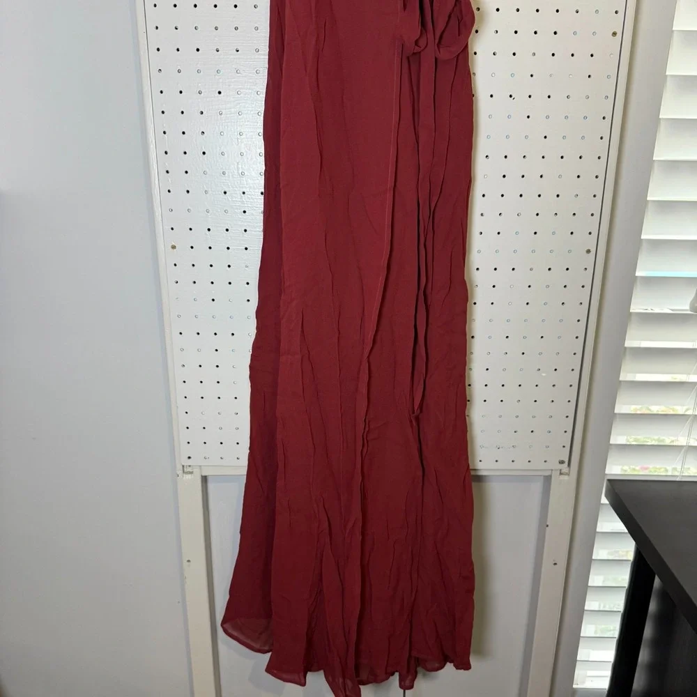 Reformation Winslow Wrap Dress Women's Small Burgundy Viscose Tie Waist‎ NWT - Picture 4 of 13